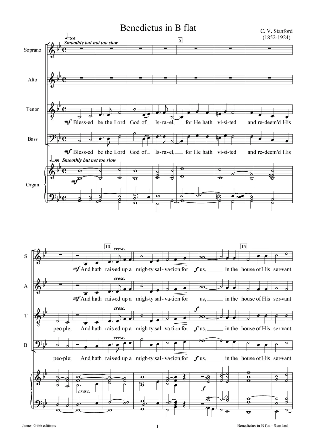 Benedictus in B flat, Op. 10, No. 3 - Page 1
