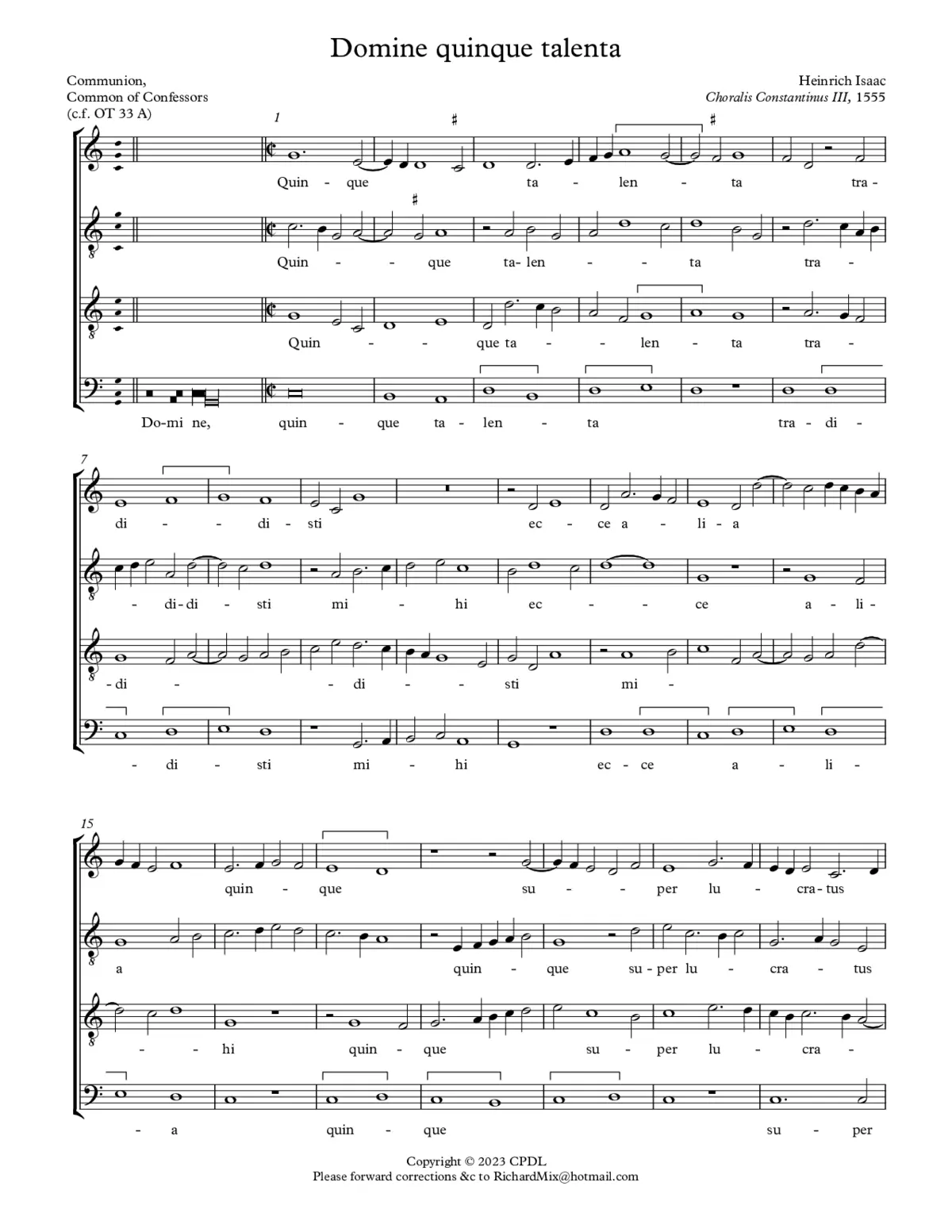 Domine quinque talenta - Page 1