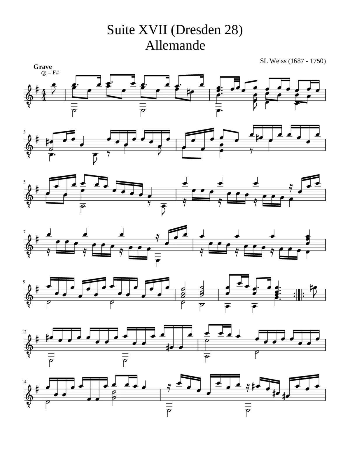 Suite No 14 1. Allemande - Page 1