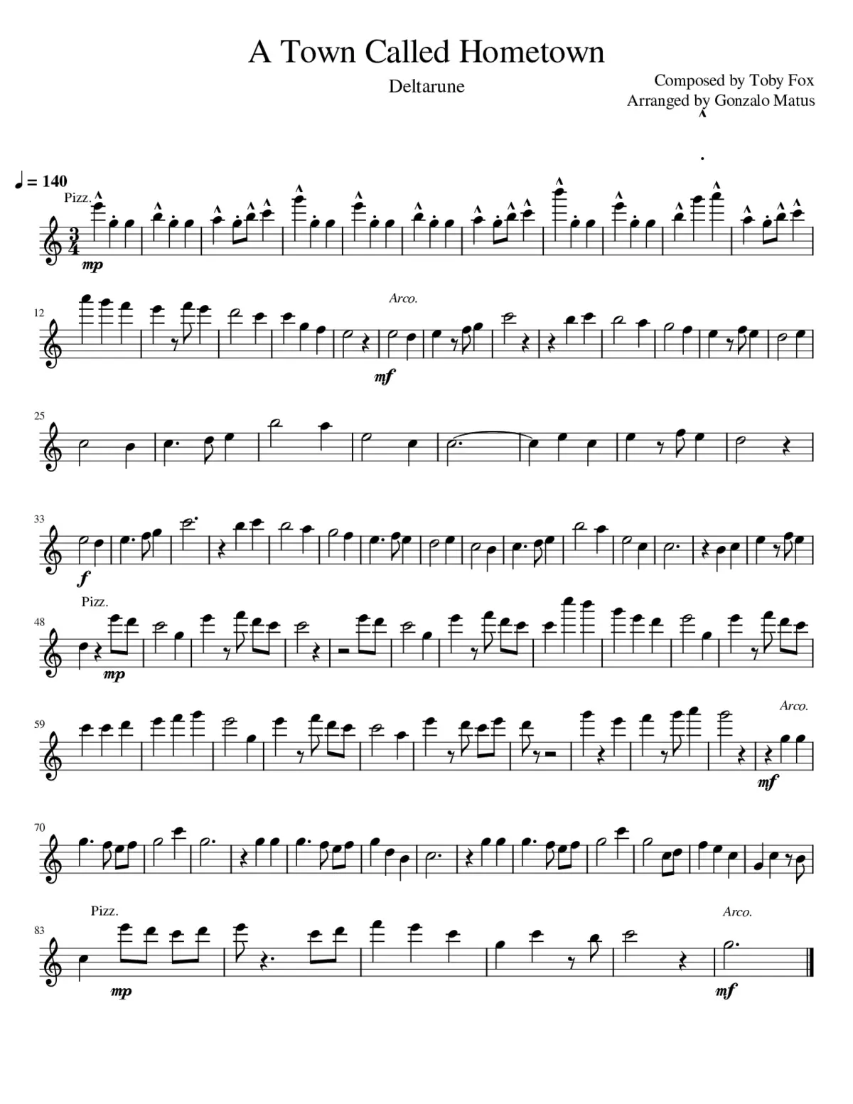 A Town Called Hometown - Violin Solo - Page 1