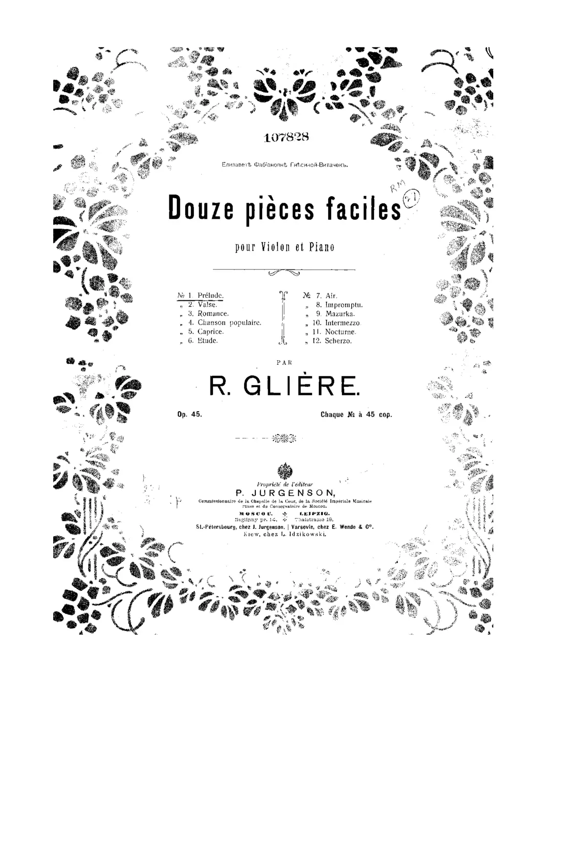 12 Pièces faciles pour violon et piano - Page 1