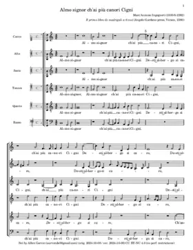 Almo signor ch'ai più canori Cigni