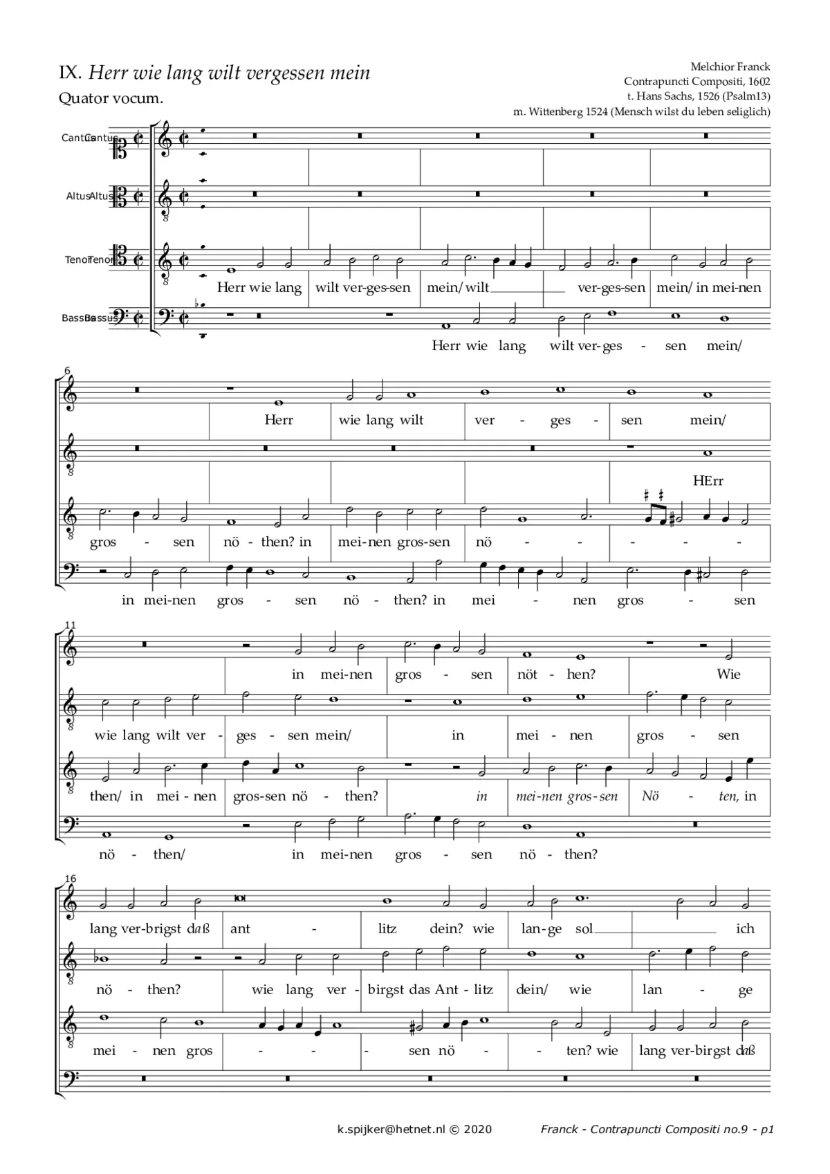 Herr wie lang wilt vergessen mein - Page 1