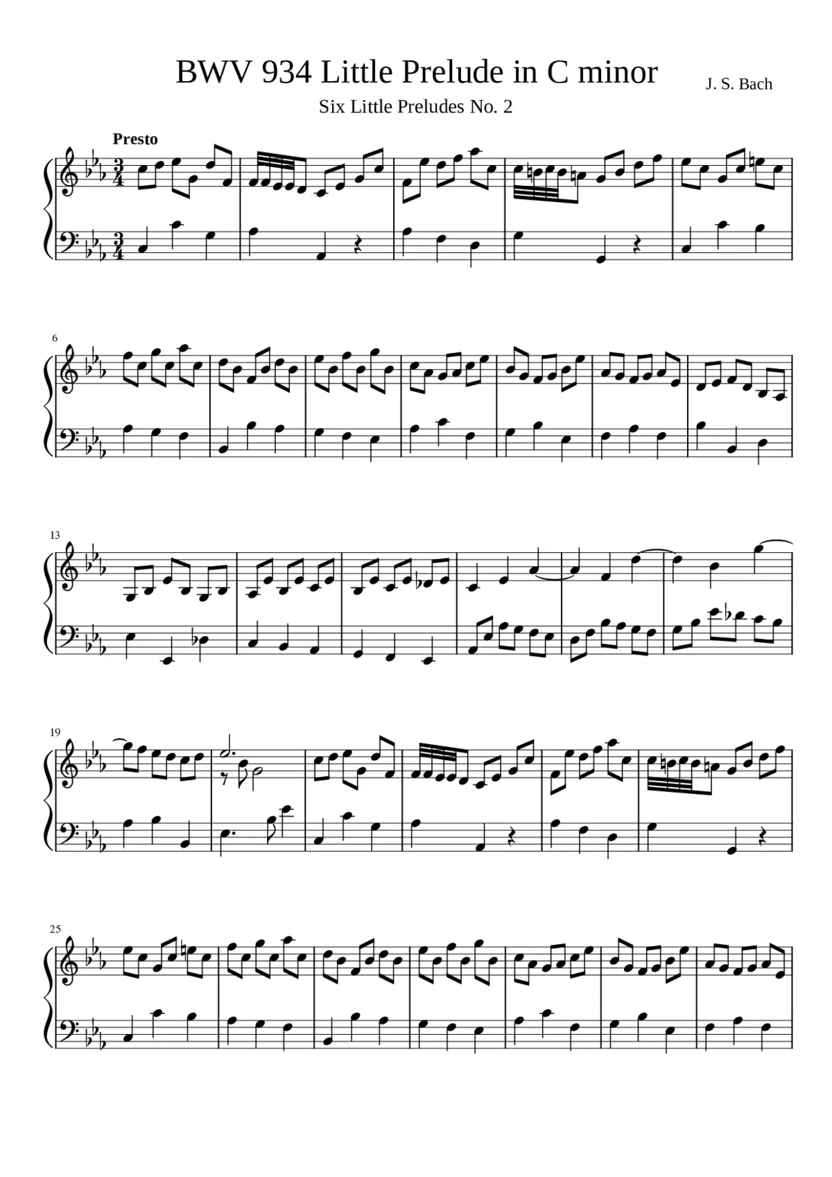 Prelude in C minor BWV 934 - Page 1