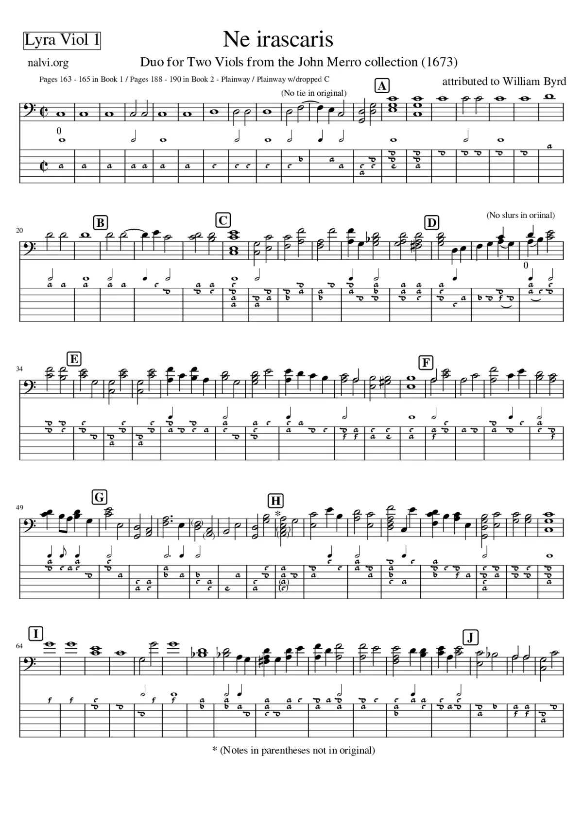 Ne Iscararis - Arrangement for 2 lyra viols (ffeff / ffefh) - Page 1
