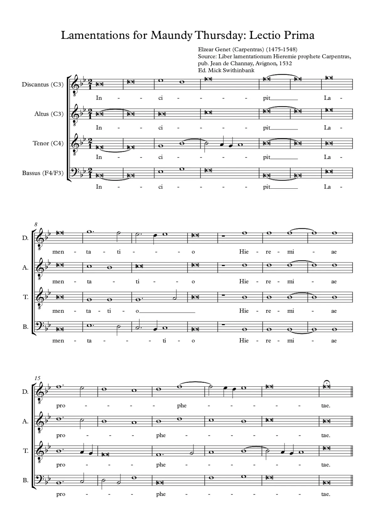 Lamentations for Maundy Thursday, Lesson One - Page 1