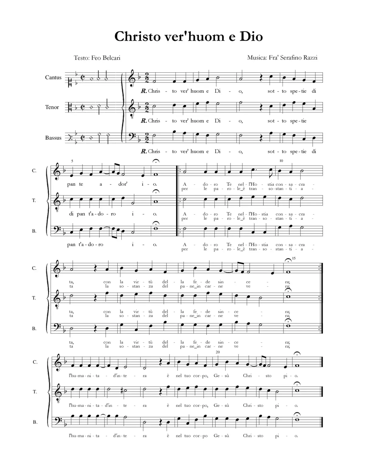 Christo ver'huom e Dio - Page 1