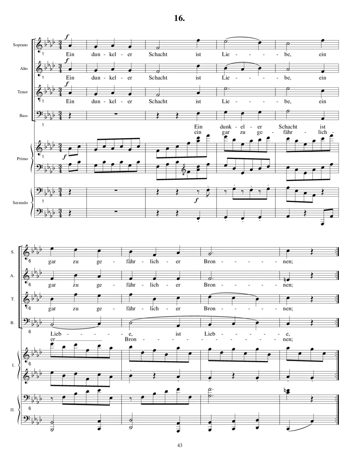 Ein dunkeler Schacht ist Liebe, Op. 52, No. 16 - Page 1