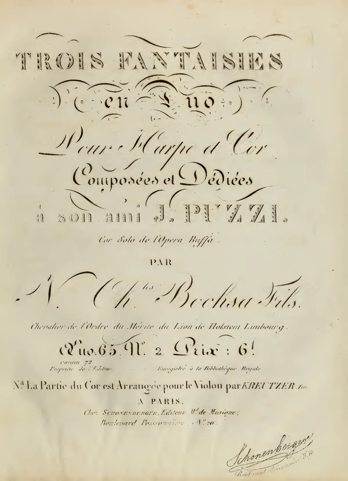 3 Fantaisies en duo pour harpe et cor - Page 1