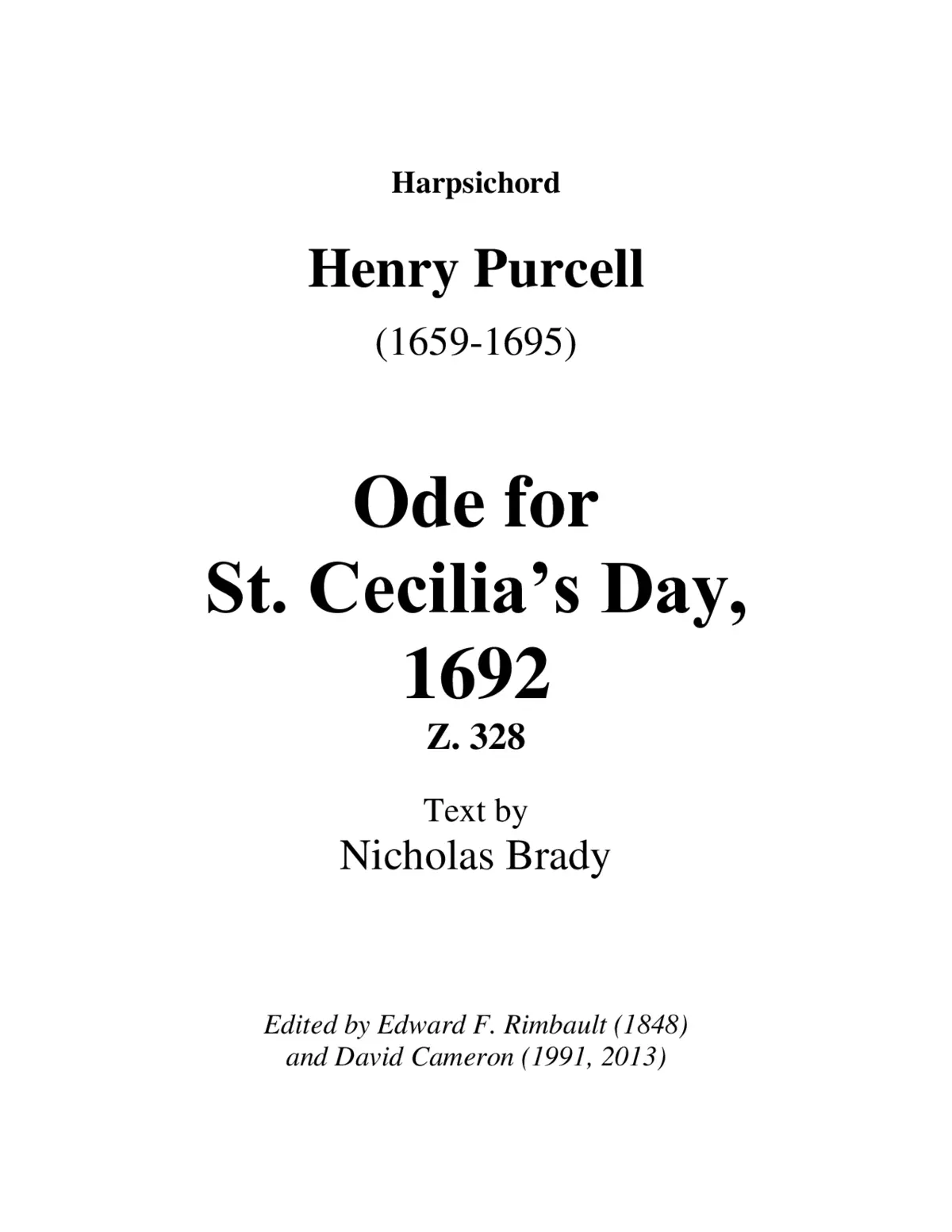 Hail, bright Cecilia, Z 328 - Page 1
