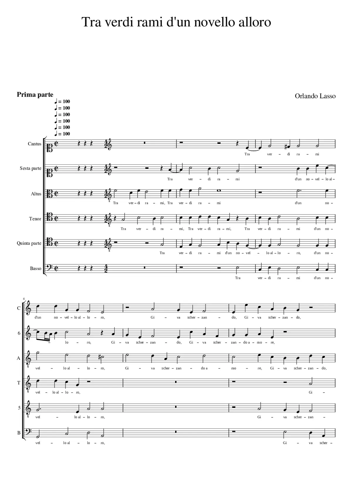 Tra verdi rami d'un novello alloro - Page 1