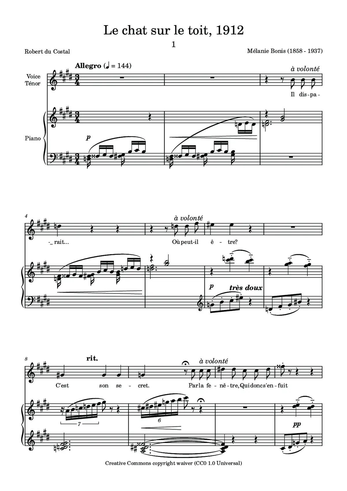 Le chat sur le toit, Op.93 - Page 1
