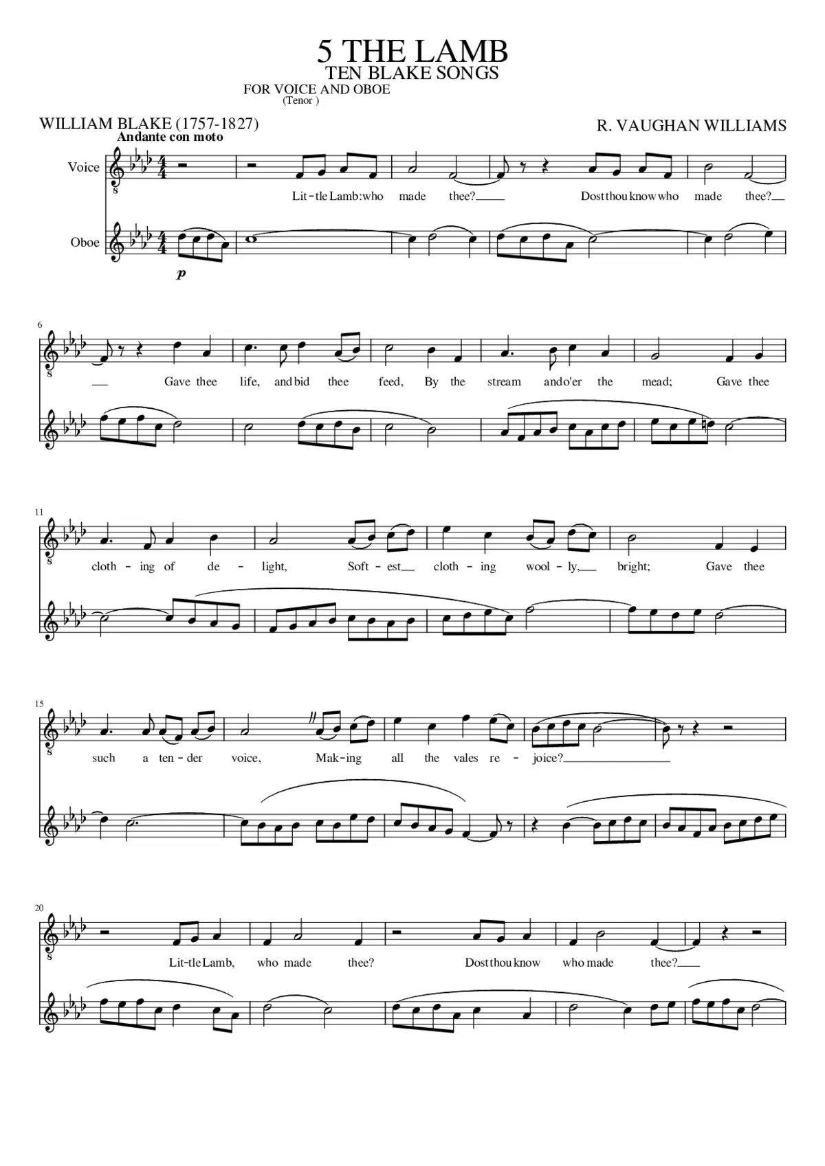 5 The Lamb R. Vaughan Williams - Page 1