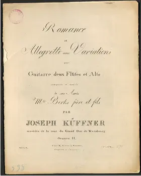 Romance et Allegretto avec Variations pour Guitarre, deux Flûtes et Alto