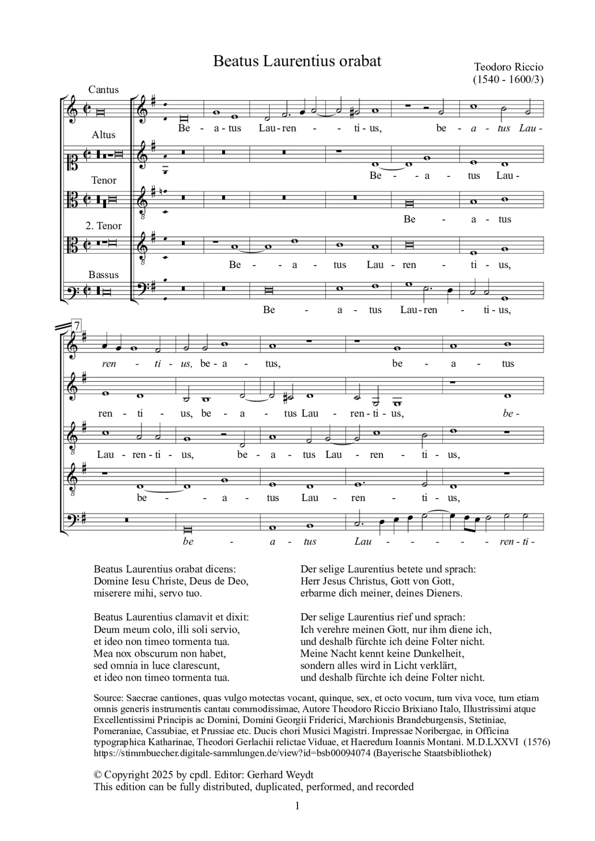 Beatus Laurentius orabat - Page 1