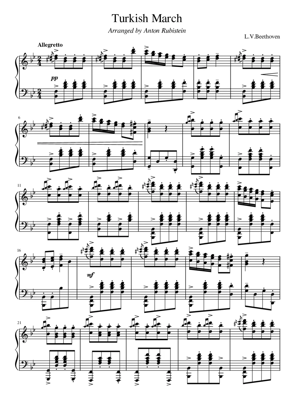 Piano Sonata No. 11 K. 331 (Turkish March) - Page 1