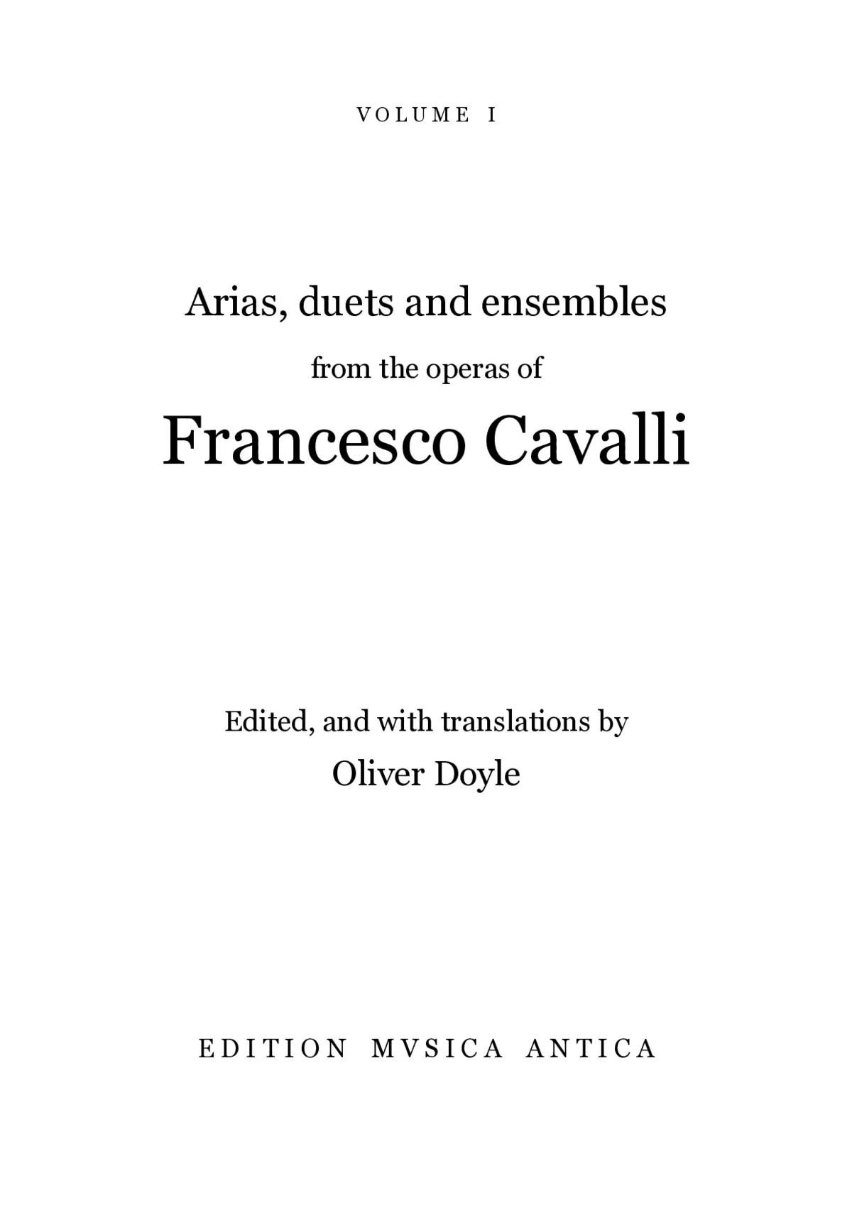 Arias, Duets & Ensembles from the Operas of Francesco Cavalli, Vol I - Page 1