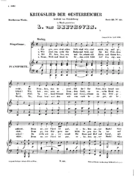 Kriegslied der Österreicher, WoO 122