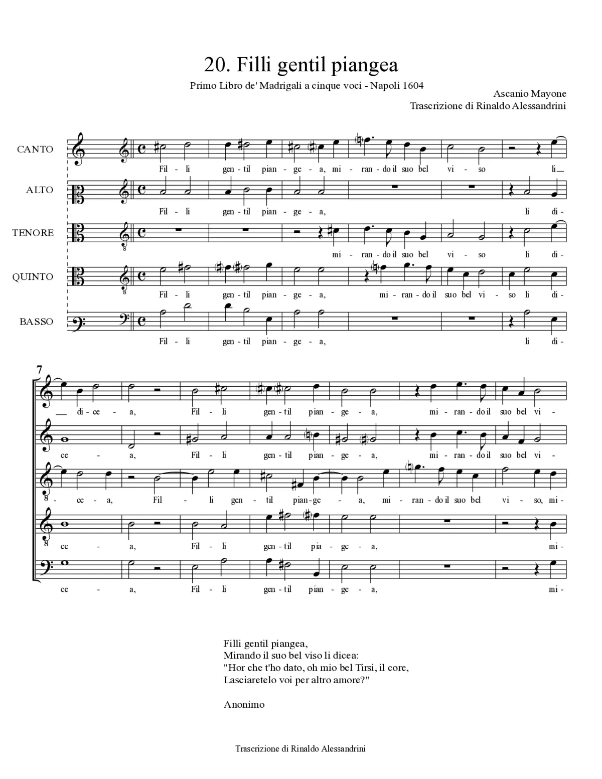 Filli gentil piangea - Page 1