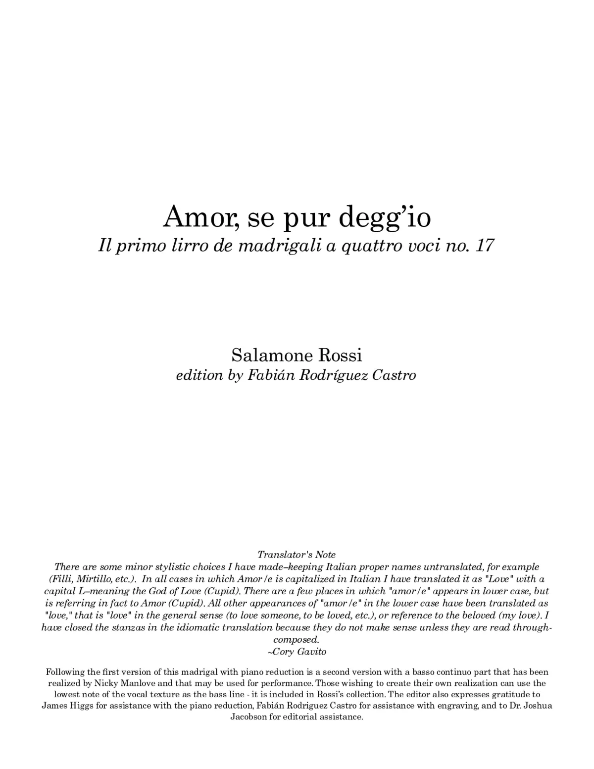 Amor, se pur degg'io - Page 1