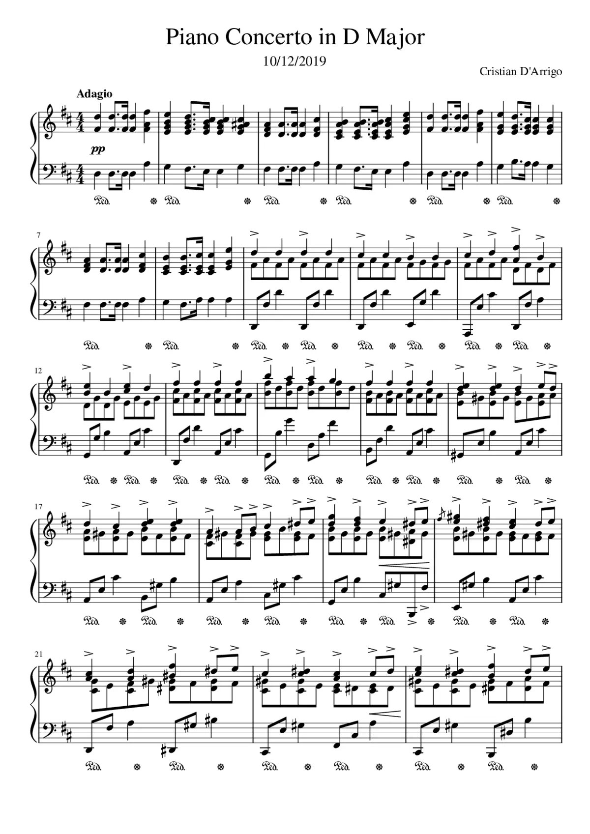 Piano Concerto in D Major - Page 1