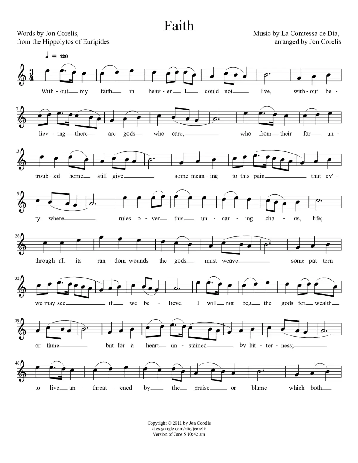 Faith: Chorus from Euripides' Hippolytos - Page 1