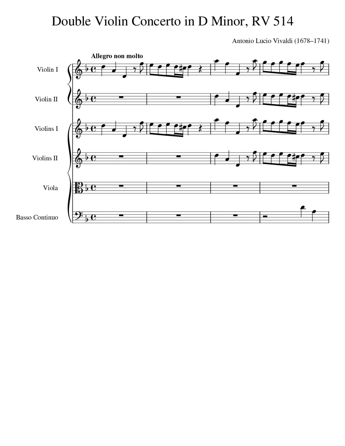 Concerto for 2 Violins in D minor RV 514 - Page 1