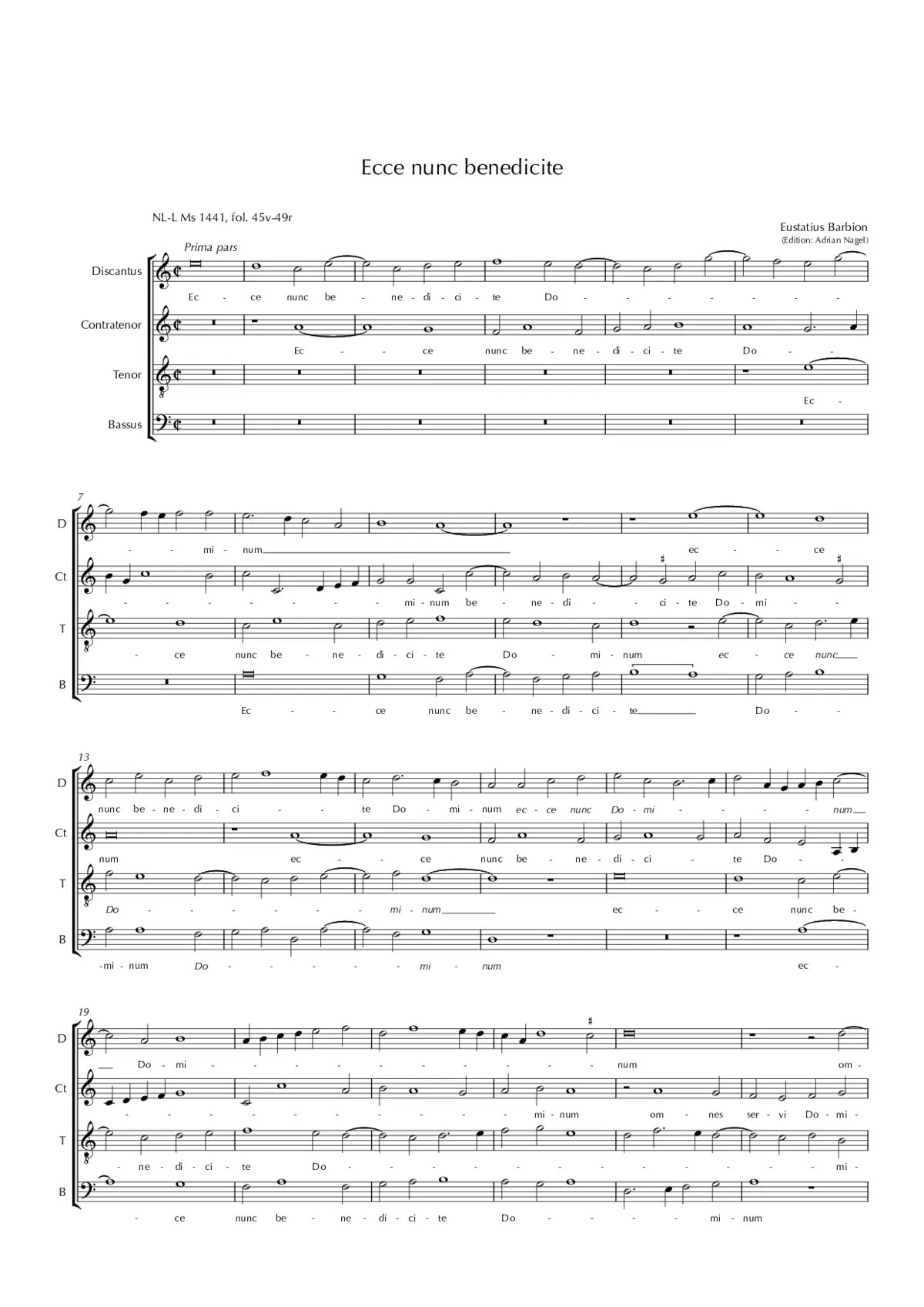 Ecce nunc benedicite - Page 1
