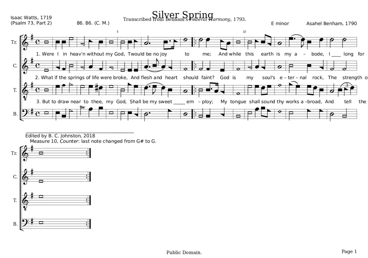 Silver Spring - Asahel Benham - Page 1