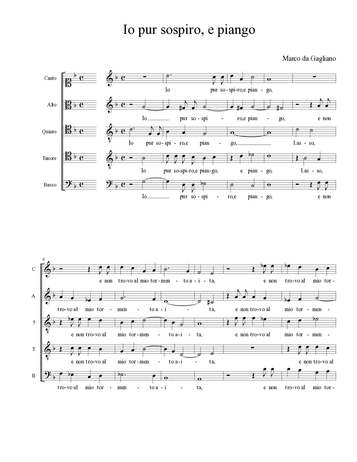 Io pur sospiro, e piango - Page 1