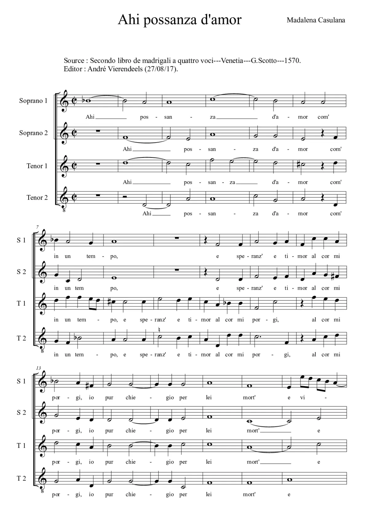 Ahi possanza d'amor - Page 1