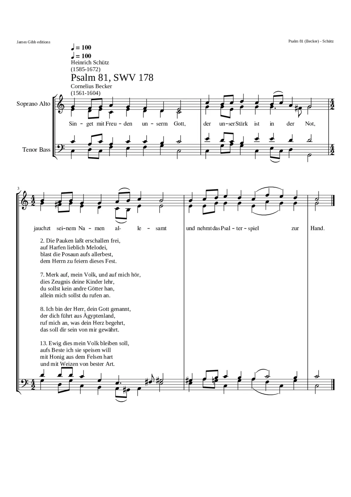 Singet mit Freuden unserm Gott SWV 178 - Page 1