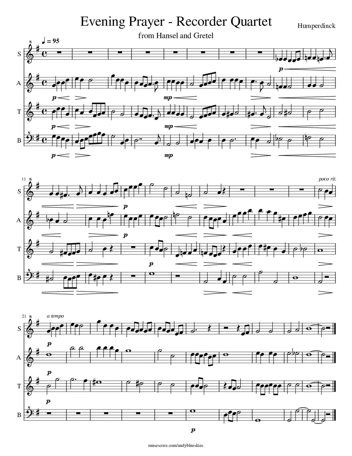 Evening Prayer From Hansel and Gretel Act II - Page 1