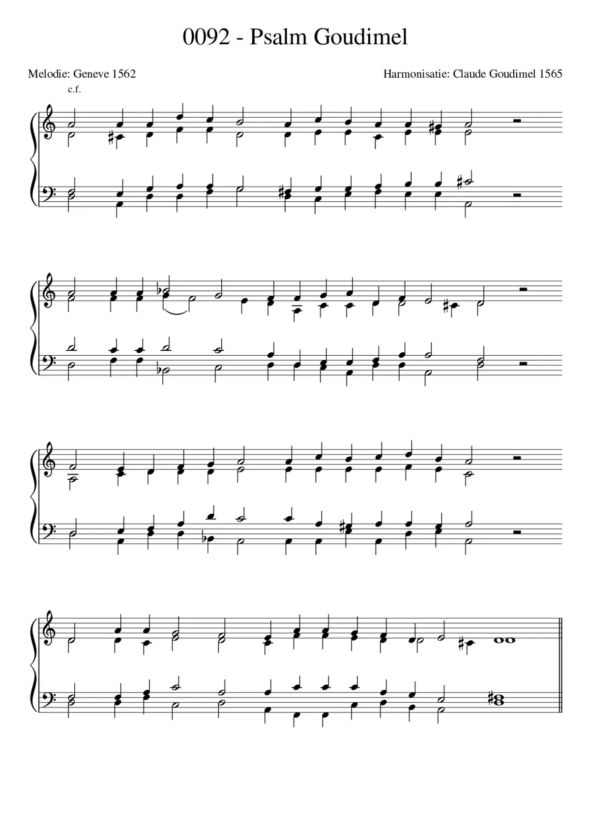 Goudimel Psalms 092 - Page 1