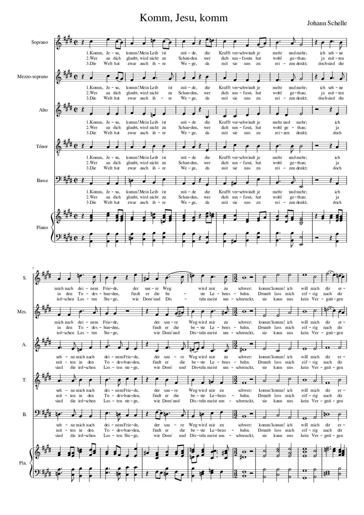 Schelle Johann : Komm Jesu komm (trans) - Page 1