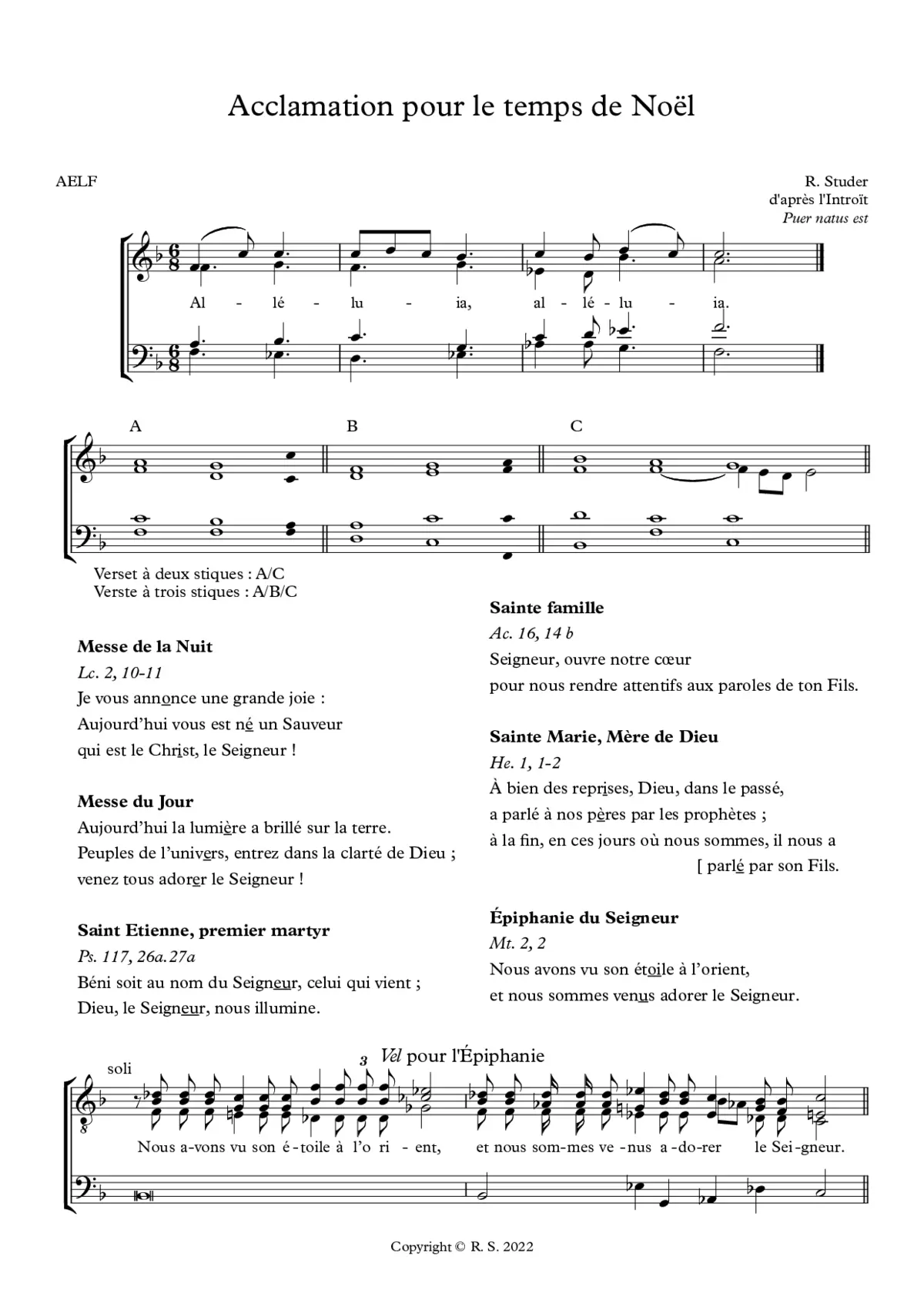 Acclamations pour le temps de Noël - Page 1