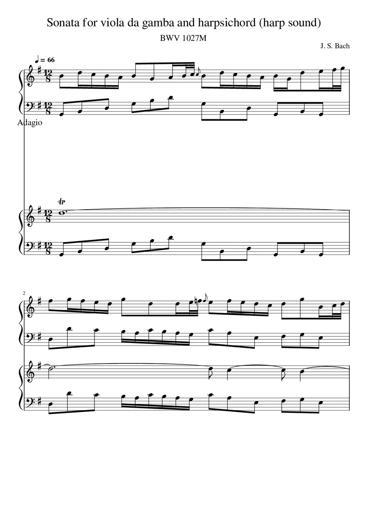 Sonata for Viola da Gamba in G major BWV 1027 - Page 1