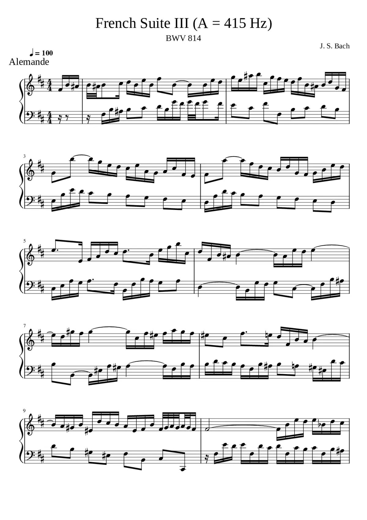 French Suite No.3 in B minor BWV 814 - Page 1