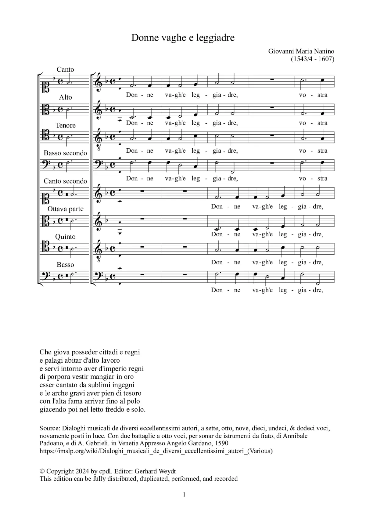 Donne vaghe e leggiadre - Page 1