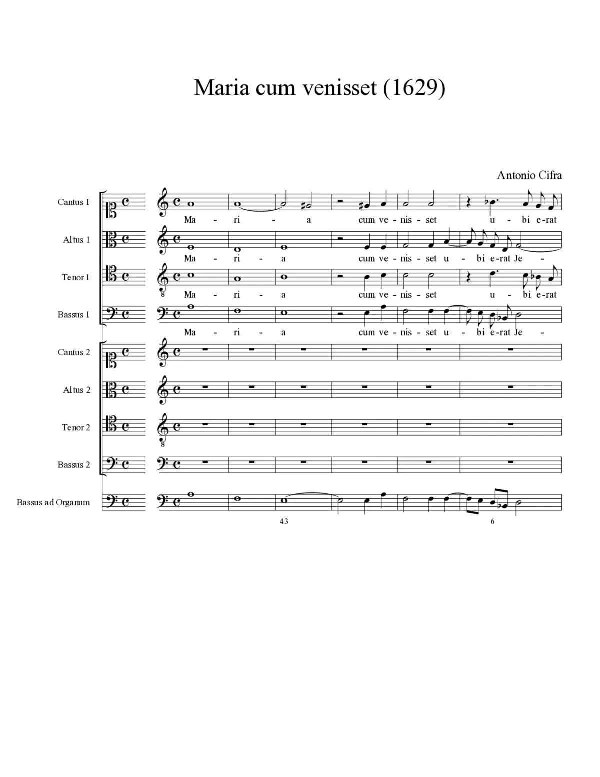 Maria cum venisset (1629) - Page 1