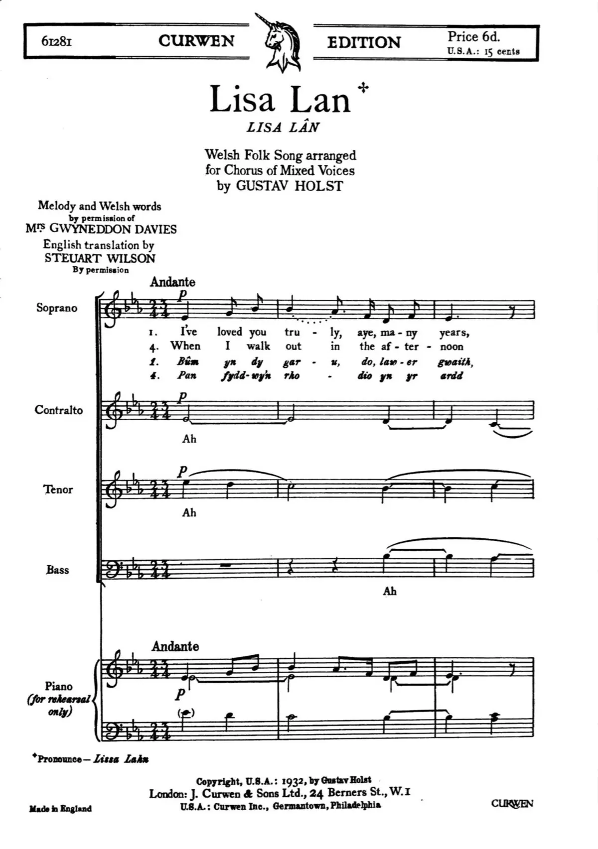 12 Welsh Folk Songs - Page 1