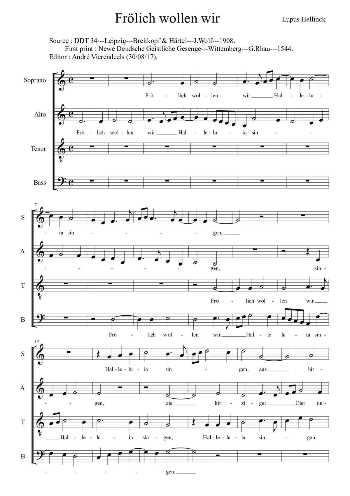 Frölich willen wir Halleluia singen - Page 1
