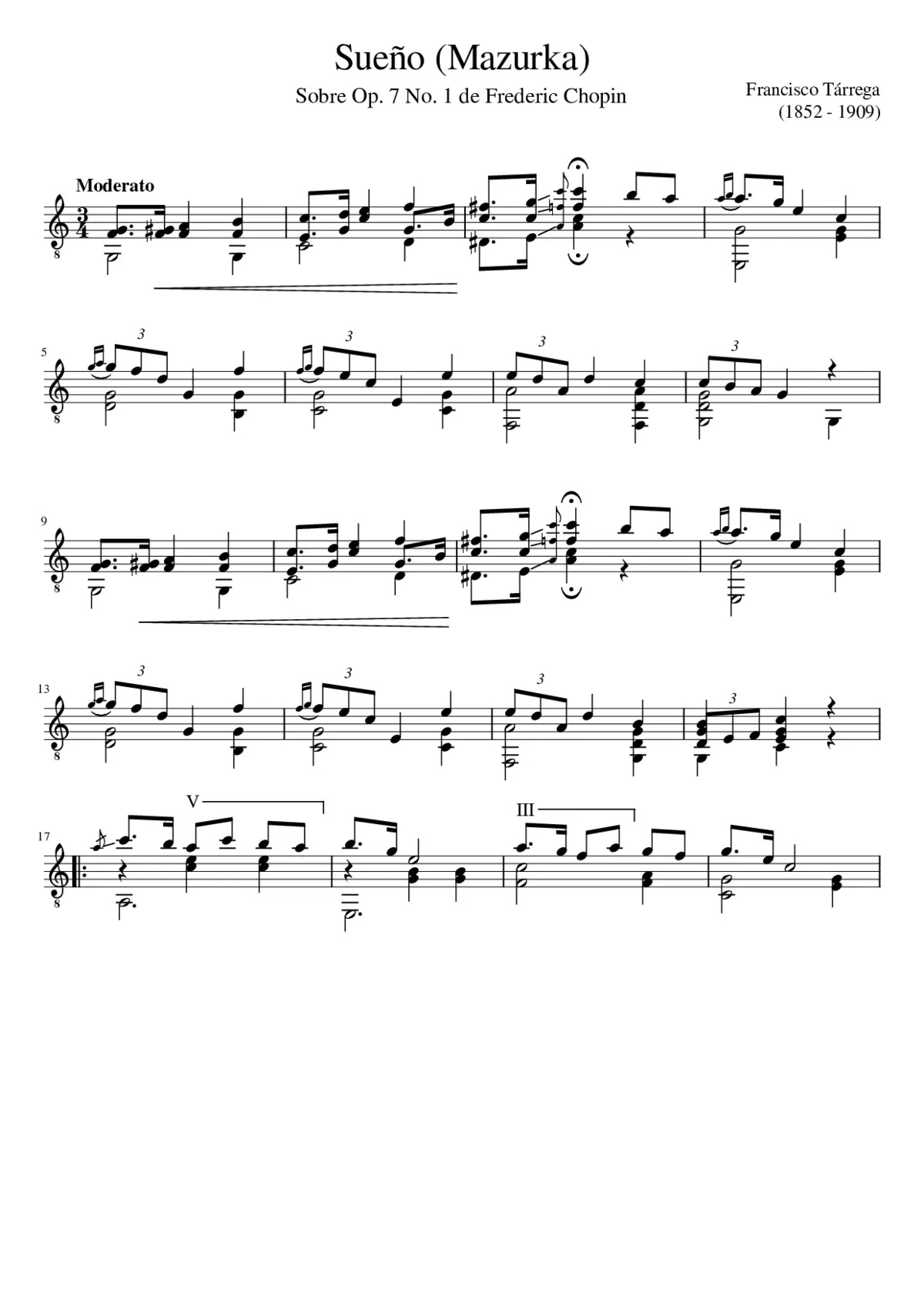 Francisco Tárrega - Sueño (Mazurka) - Page 1