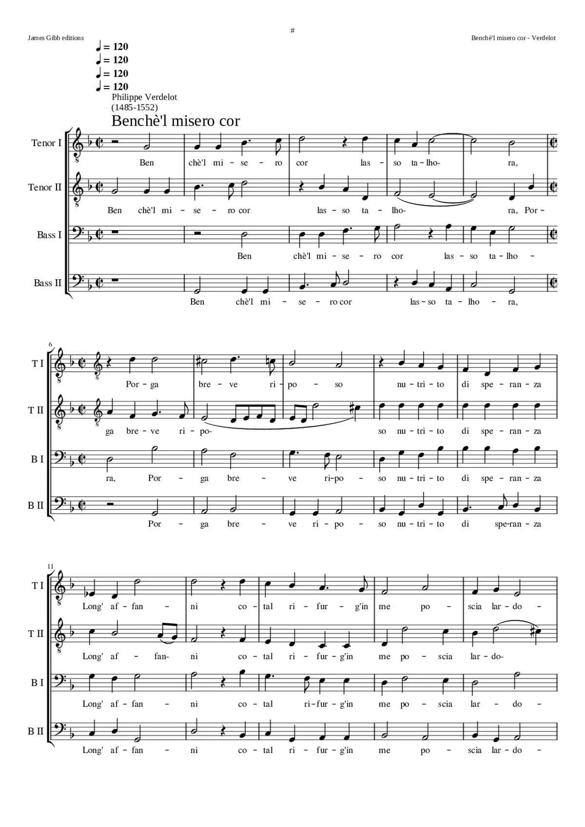 Benchè'l misero cor - Page 1