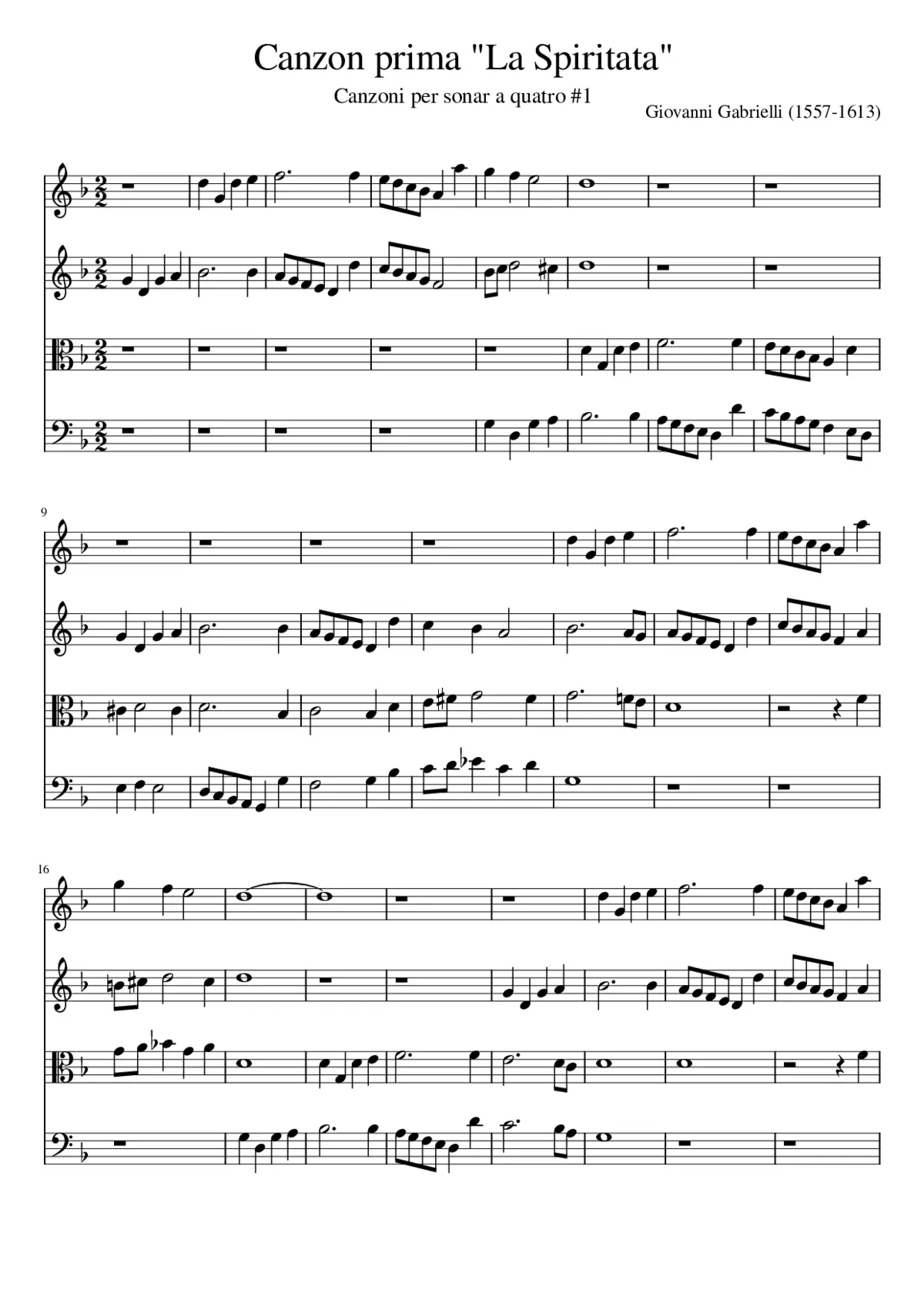 Canzon prima La Spiritata - Page 1