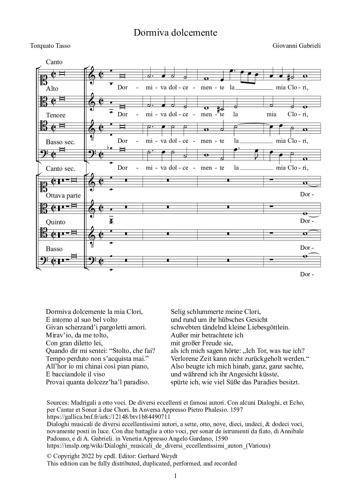 Dormiva dolcemente la mia Clori - Page 1