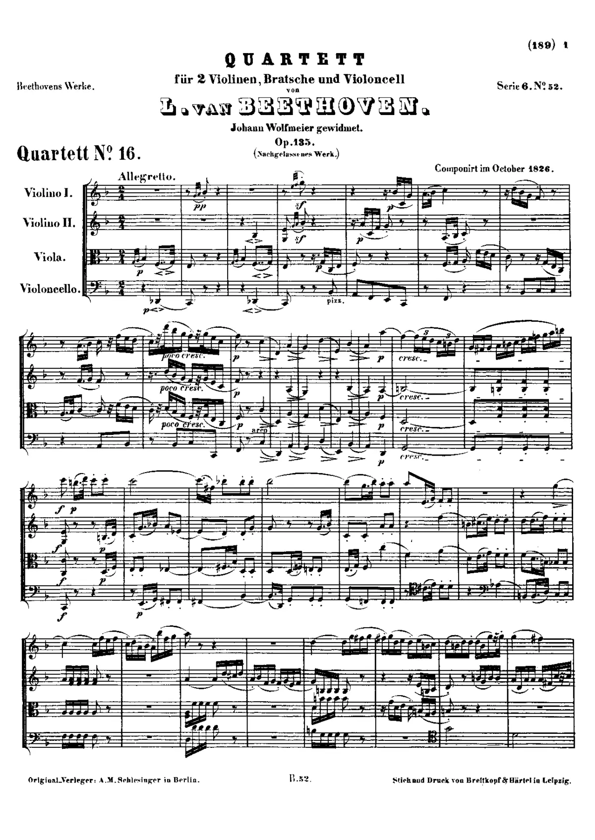 String Quartet No.16 - Page 1