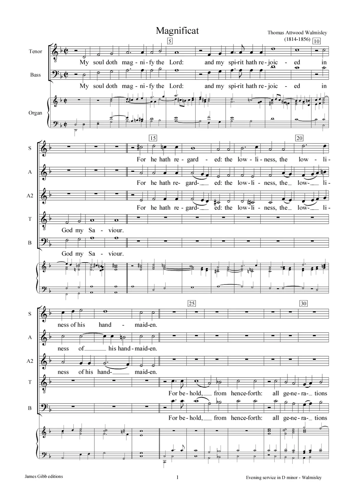 Magnificat and Nunc dimittis in d minor - Page 1