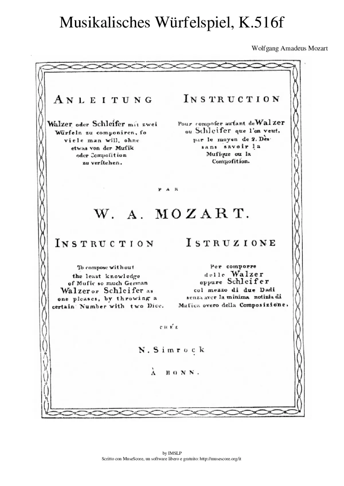 Musikalisches Würfelspiel K.516f - Page 1