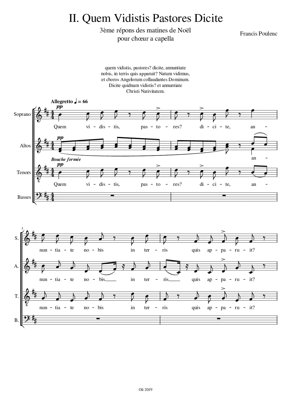 II. Quem Vidistis Pastores Dicite F. Poulenc - Page 1